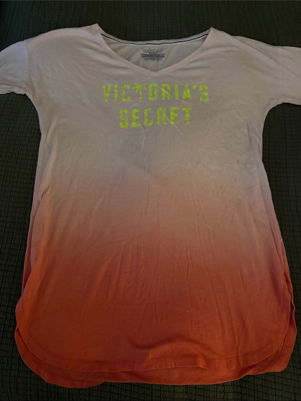 Victoria's Secret Pink to Coral Ombre Logo Pajama Shirt
